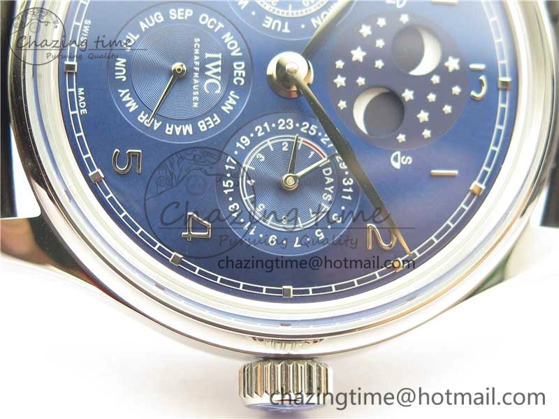 Portugieser Perpetual Calendar IW503401 V9F 1:1 Best Edition Blue Dial on Black Leather Strap A52615