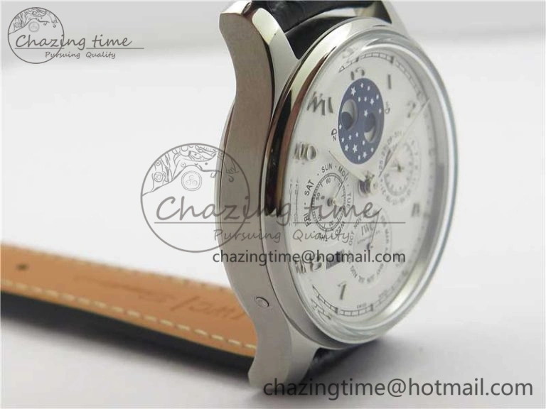 Portugieser Perpetual Calendar IW503406 V9F 1:1 Best Edition Silver Dial on Black Leather Strap A52615