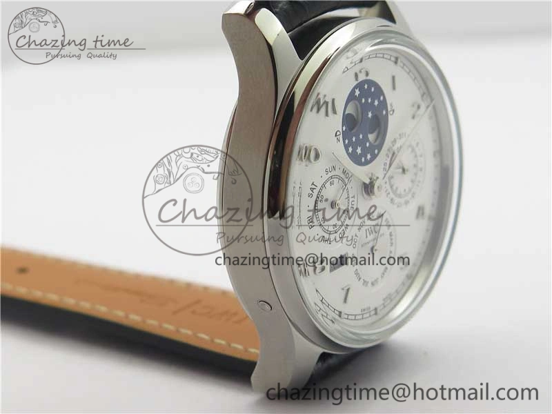 Portugieser Perpetual Calendar IW503406 V9F 1:1 Best Edition Silver Dial on Black Leather Strap A52615