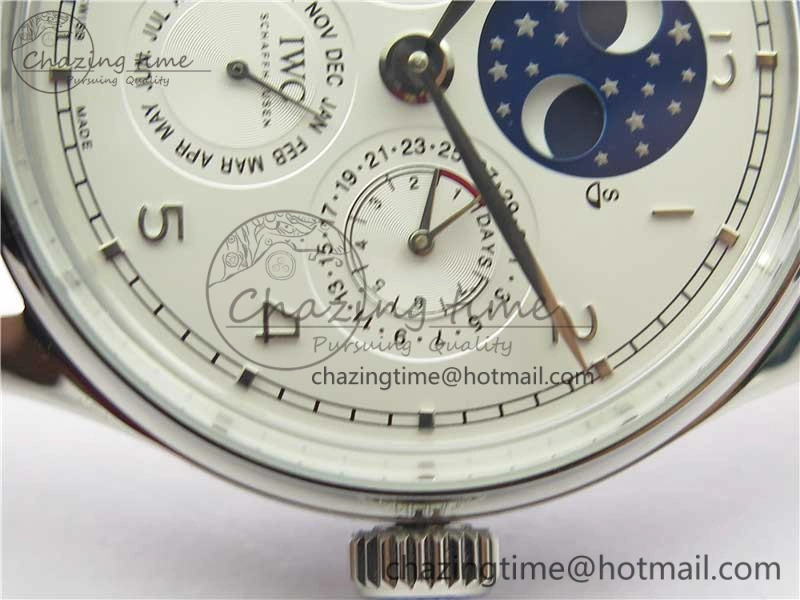 Portugieser Perpetual Calendar IW503406 V9F 1:1 Best Edition Silver Dial on Black Leather Strap A52615