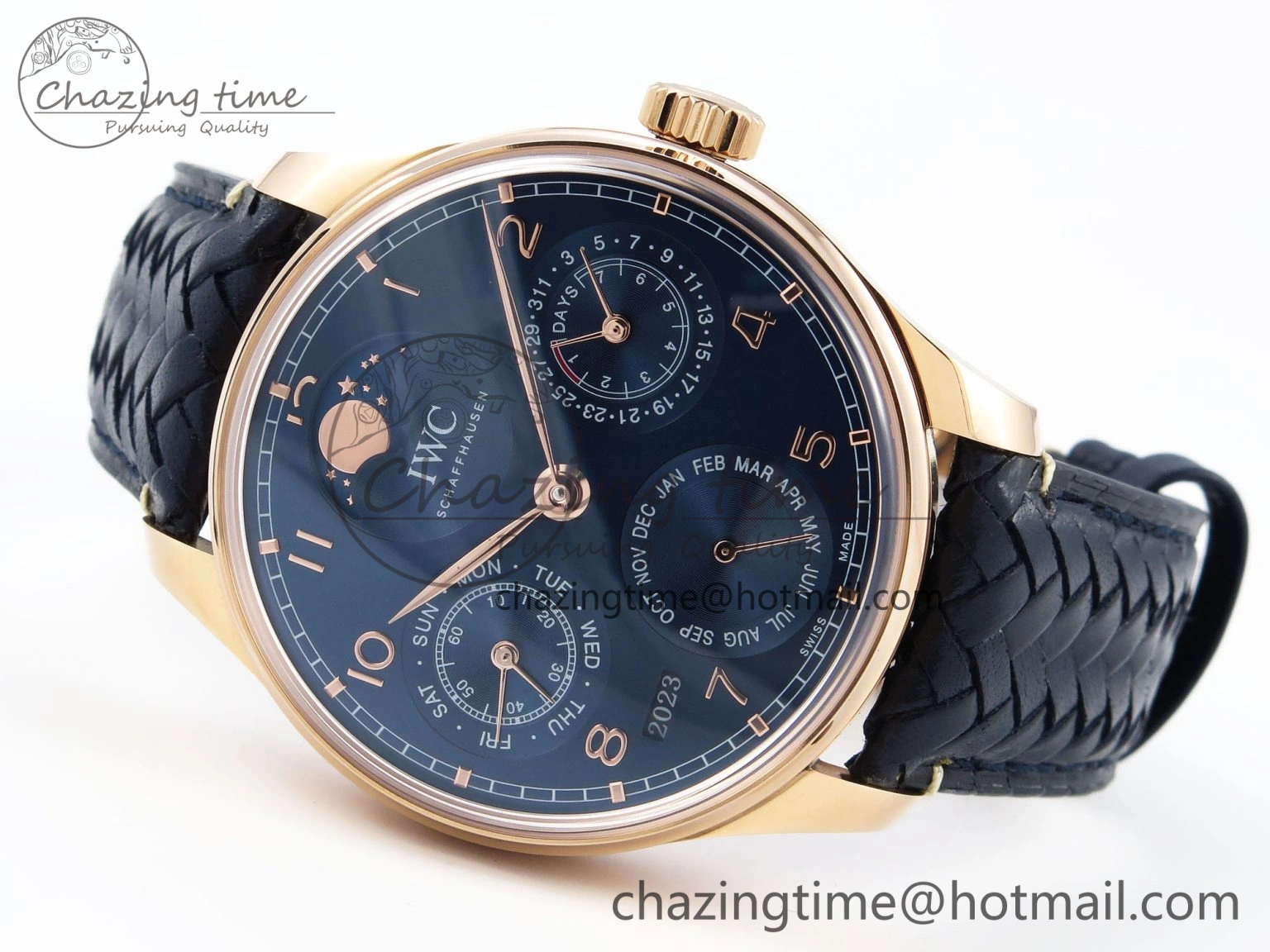 Portugieser Perpetual Calendar RG 5033 APSF 1:1 Best Edition Blue Dial on Black Leather Strap A52610 Clone