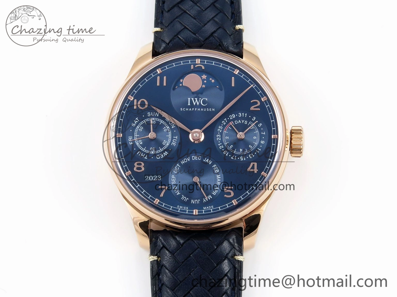 Portugieser Perpetual Calendar RG 5033 APSF 1:1 Best Edition Blue Dial on Black Leather Strap A52610 Clone