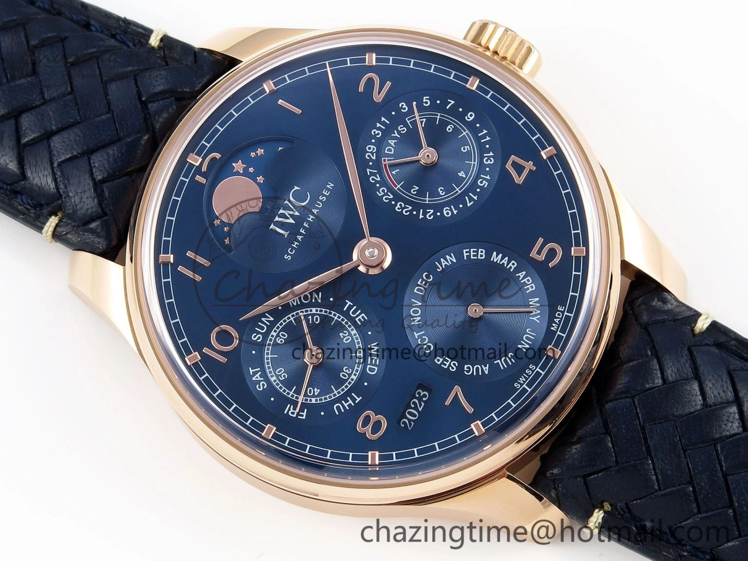Portugieser Perpetual Calendar RG 5033 APSF 1:1 Best Edition Blue Dial on Black Leather Strap A52610 Clone