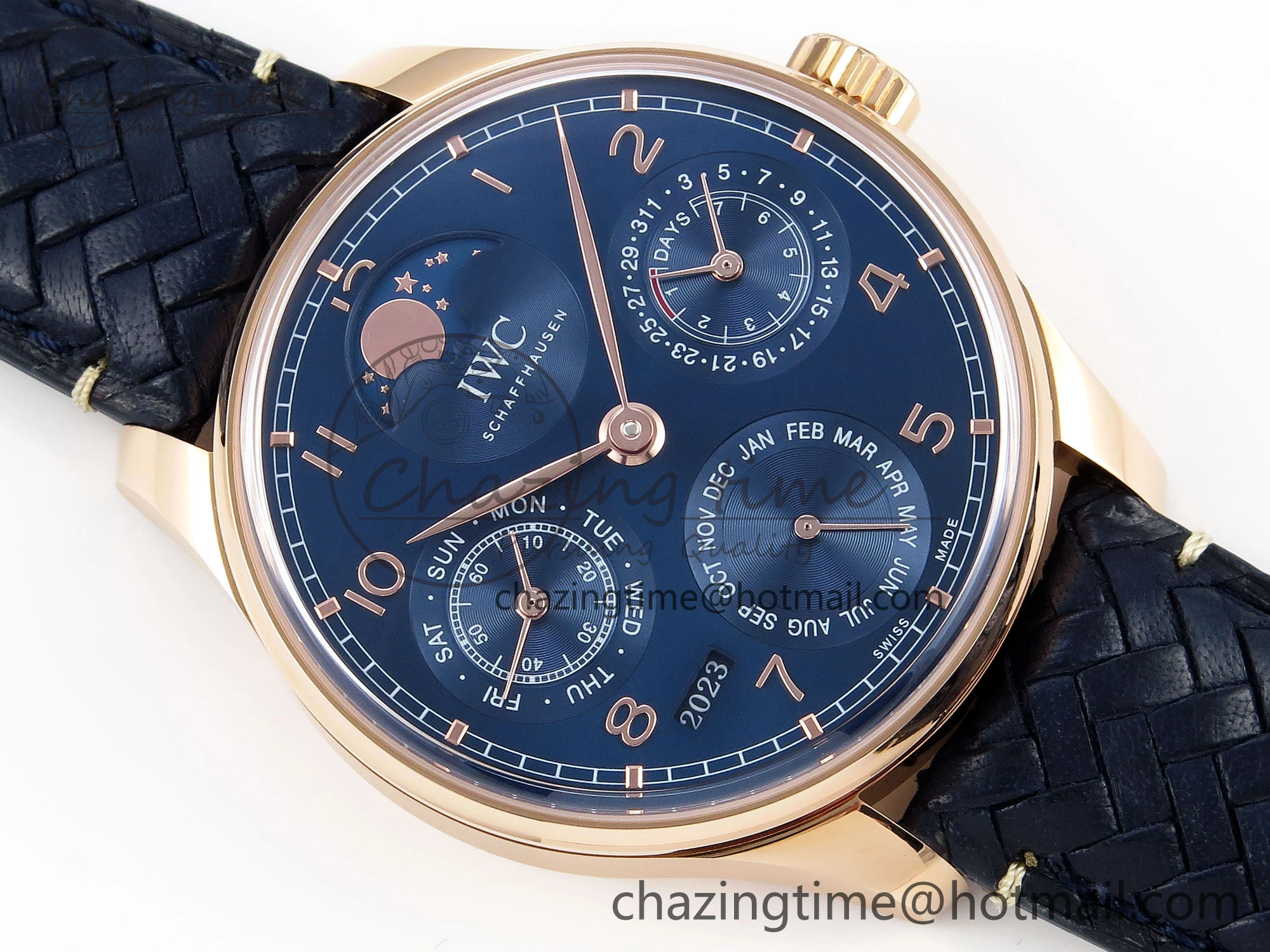 Portugieser Perpetual Calendar RG 5033 APSF 1:1 Best Edition Blue Dial on Black Leather Strap A52610 Clone