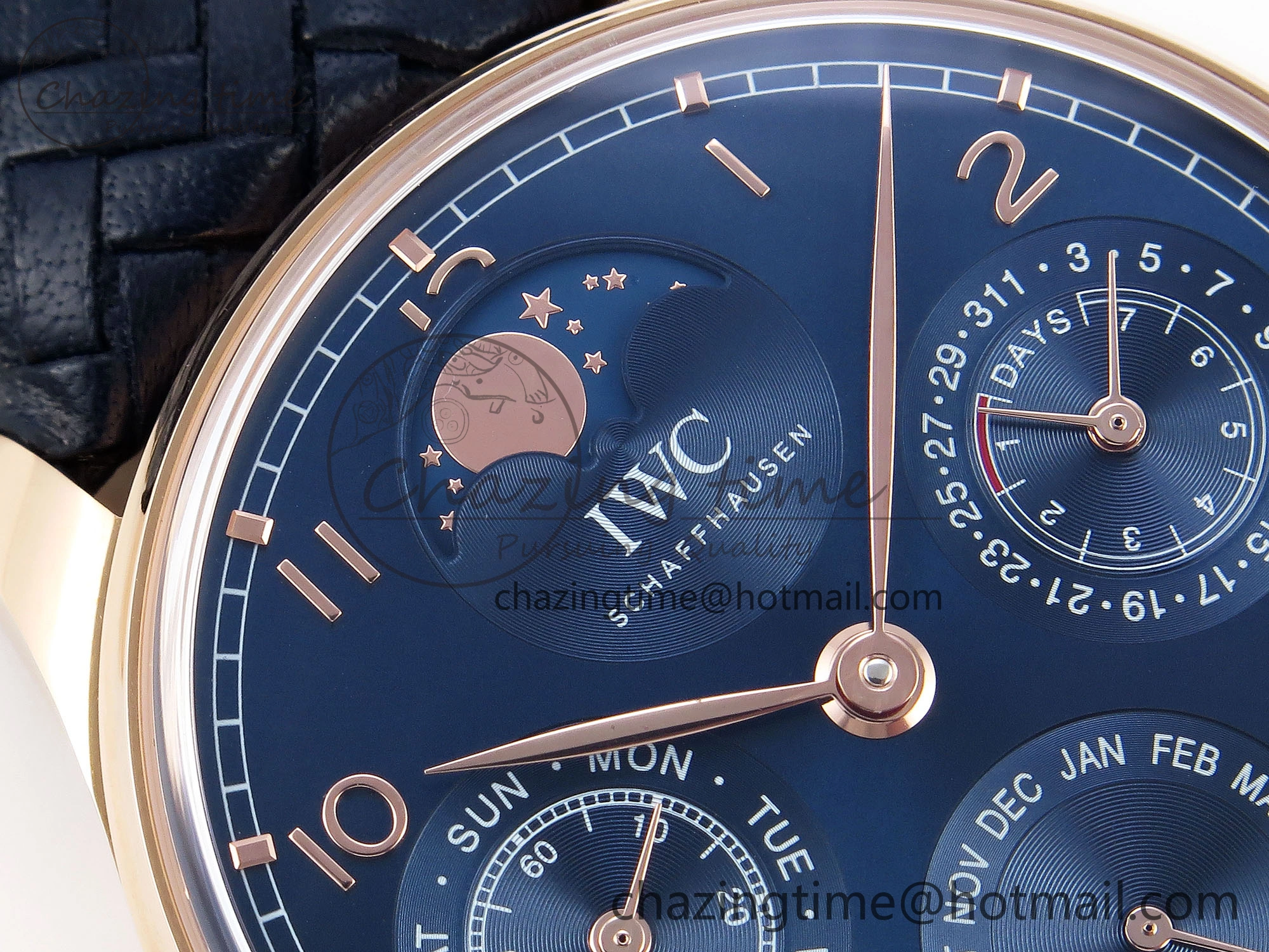 Portugieser Perpetual Calendar RG 5033 APSF 1:1 Best Edition Blue Dial on Black Leather Strap A52610 Clone