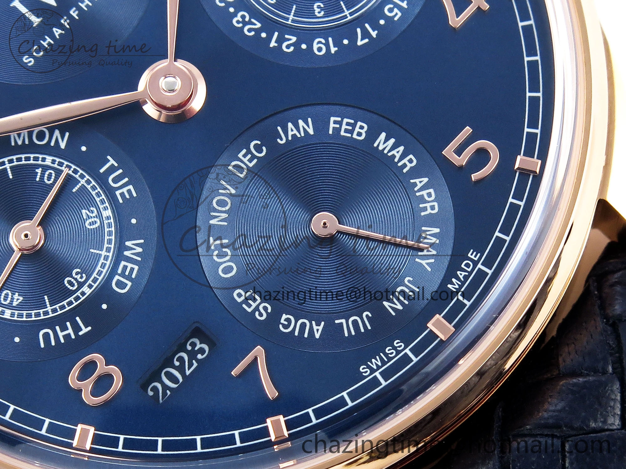 Portugieser Perpetual Calendar RG 5033 APSF 1:1 Best Edition Blue Dial on Black Leather Strap A52610 Clone