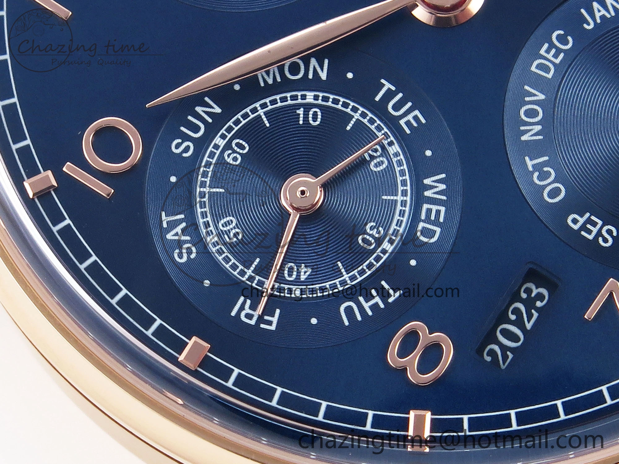 Portugieser Perpetual Calendar RG 5033 APSF 1:1 Best Edition Blue Dial on Black Leather Strap A52610 Clone