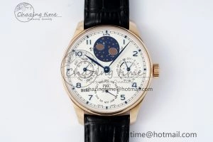Portugieser Perpetual Calendar RG 5033 APSF 1:1 Best Edition White Dial on Black Leather Strap A52610 Clone