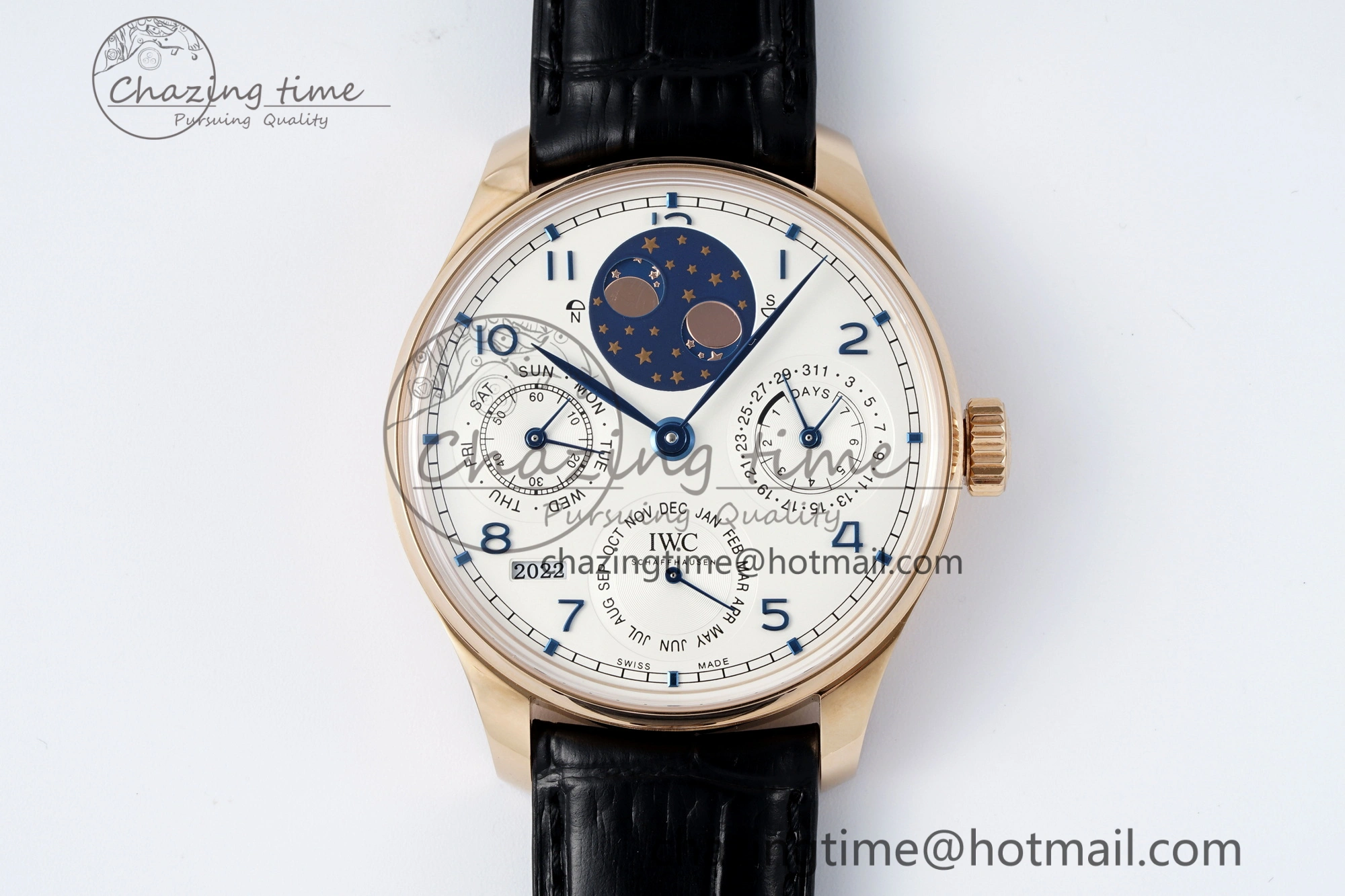 Portugieser Perpetual Calendar RG 5033 APSF 1:1 Best Edition White Dial on Black Leather Strap A52610 Clone