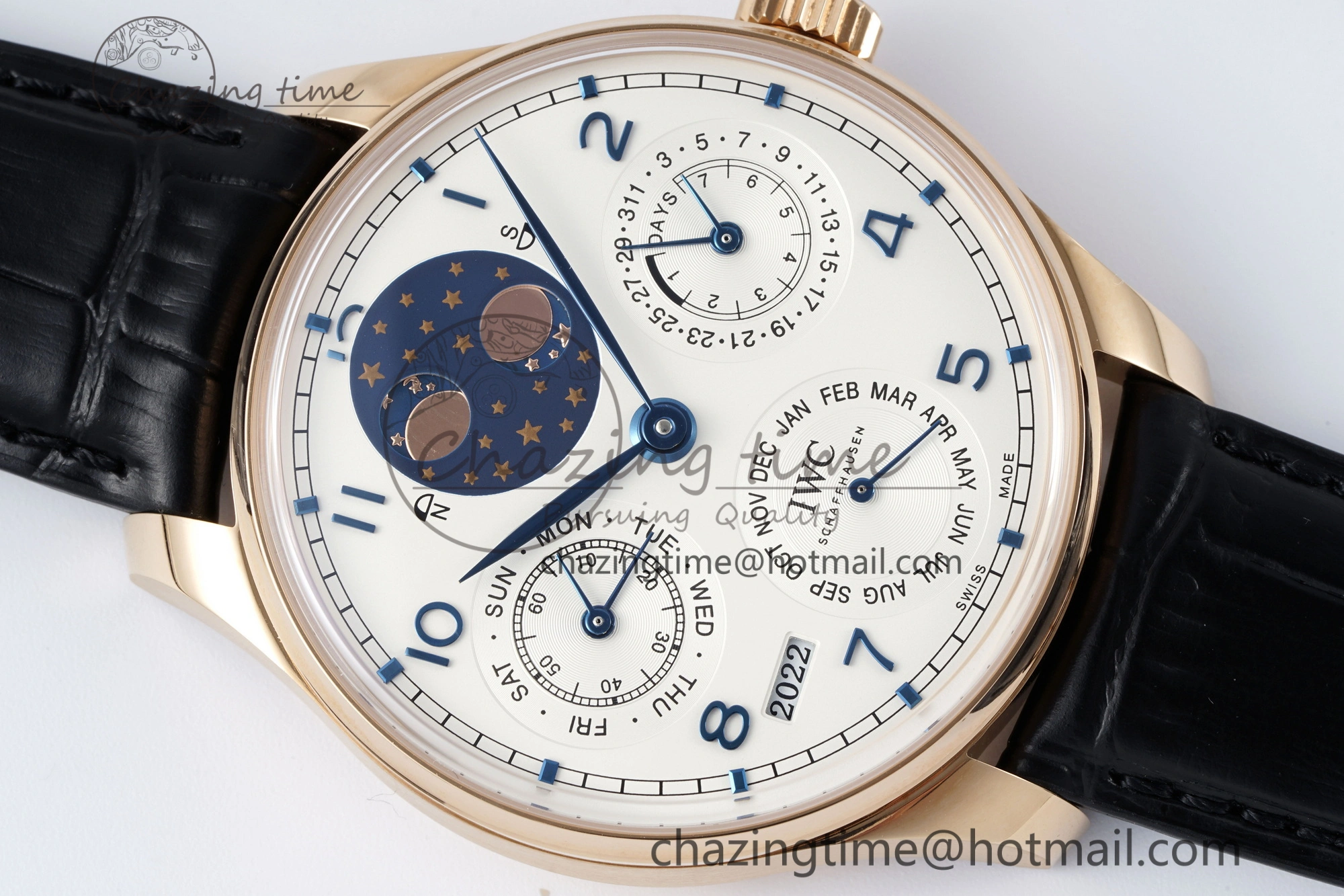 Portugieser Perpetual Calendar RG 5033 APSF 1:1 Best Edition White Dial on Black Leather Strap A52610 Clone