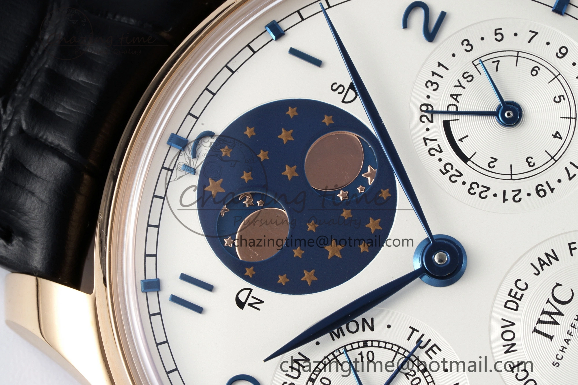 Portugieser Perpetual Calendar RG 5033 APSF 1:1 Best Edition White Dial on Black Leather Strap A52610 Clone