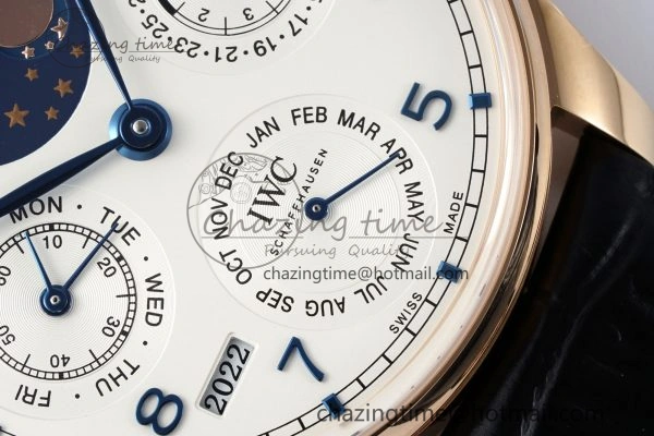 Portugieser Perpetual Calendar RG 5033 APSF 1:1 Best Edition White Dial on Black Leather Strap A52610 Clone