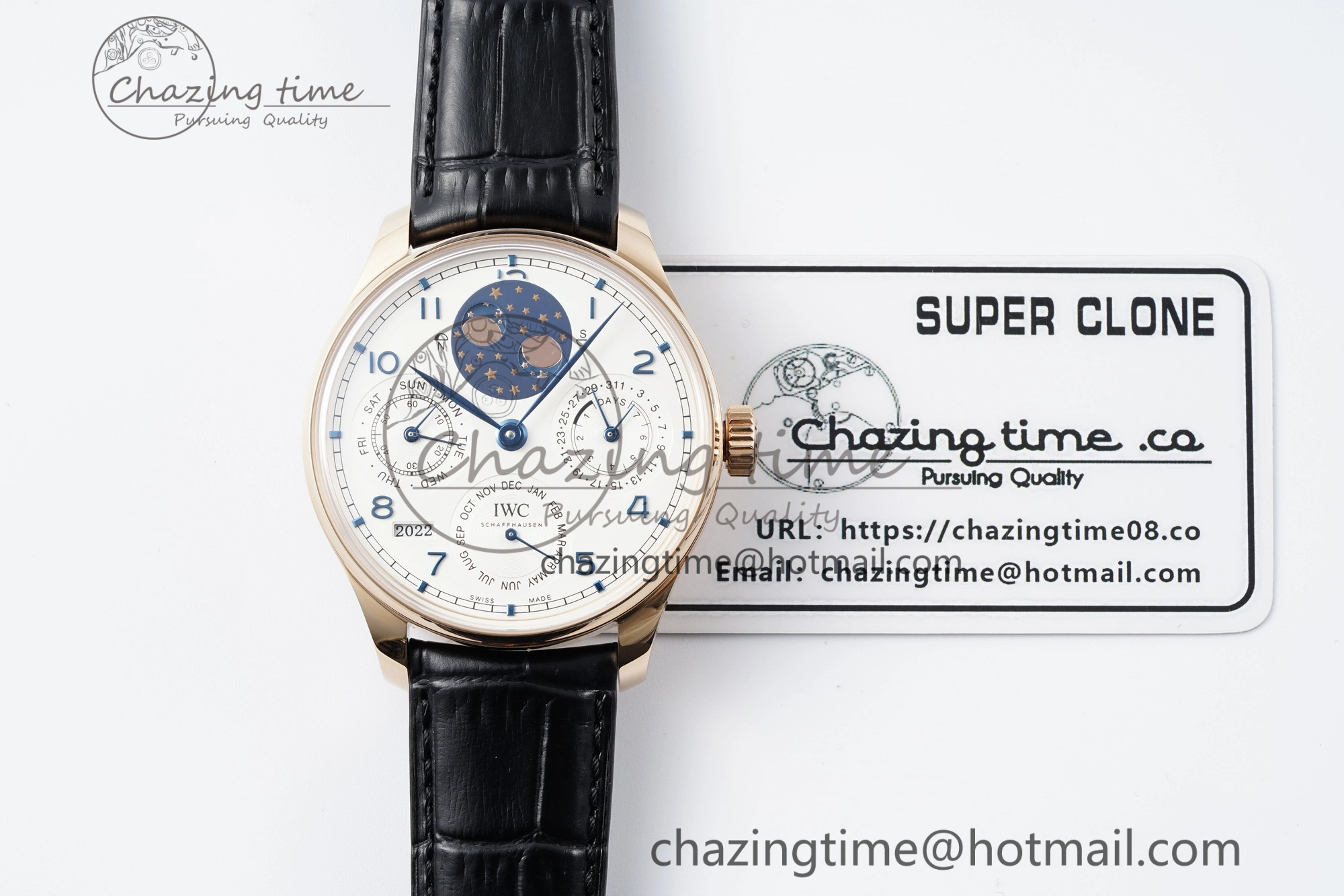 Portugieser Perpetual Calendar RG 5033 APSF 1:1 Best Edition White Dial on Black Leather Strap A52610 Clone
