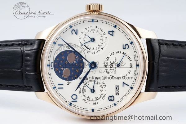 Portugieser Perpetual Calendar RG 5033 APSF 1:1 Best Edition White Dial on Black Leather Strap A52610 Clone