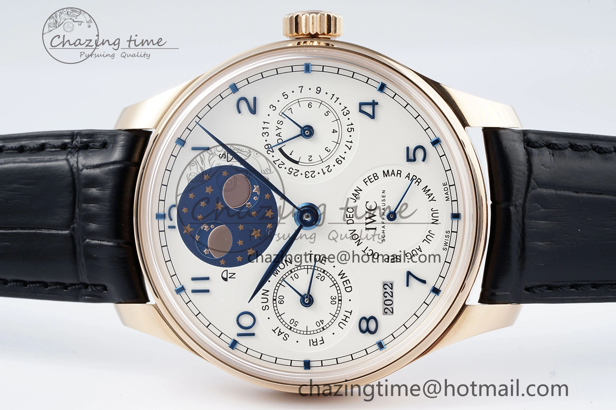 Portugieser Perpetual Calendar RG 5033 APSF 1:1 Best Edition White Dial on Black Leather Strap A52610 Clone