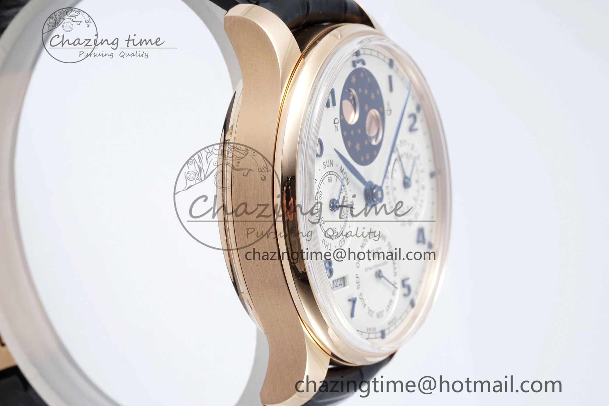 Portugieser Perpetual Calendar RG 5033 APSF 1:1 Best Edition White Dial on Black Leather Strap A52610 Clone