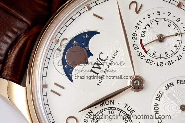 Portugieser Perpetual Calendar RG 5033 APSF 1:1 Best Edition White Dial on Brown Leather Strap A52610 Clone