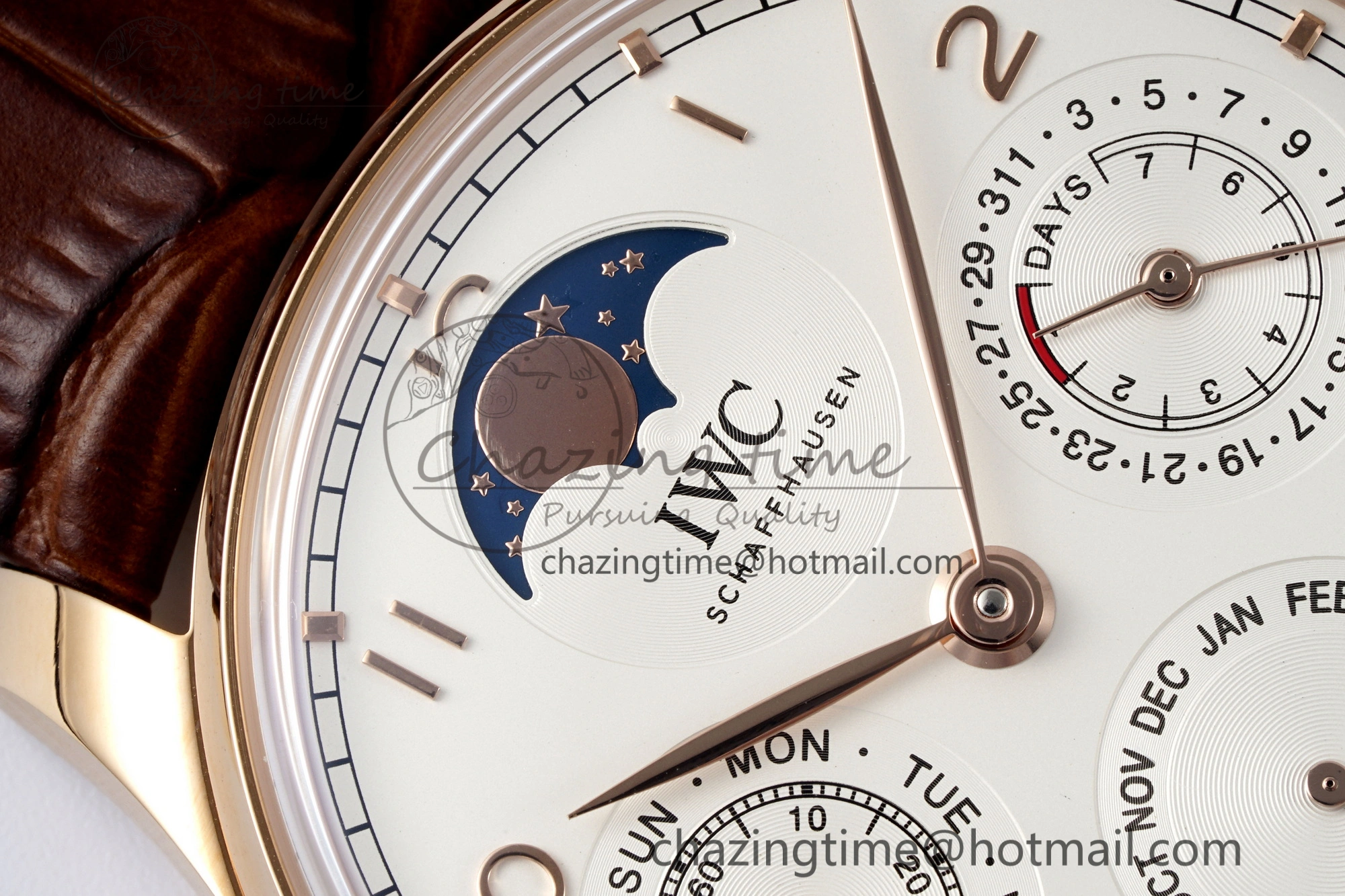 Portugieser Perpetual Calendar RG 5033 APSF 1:1 Best Edition White Dial on Brown Leather Strap A52610 Clone