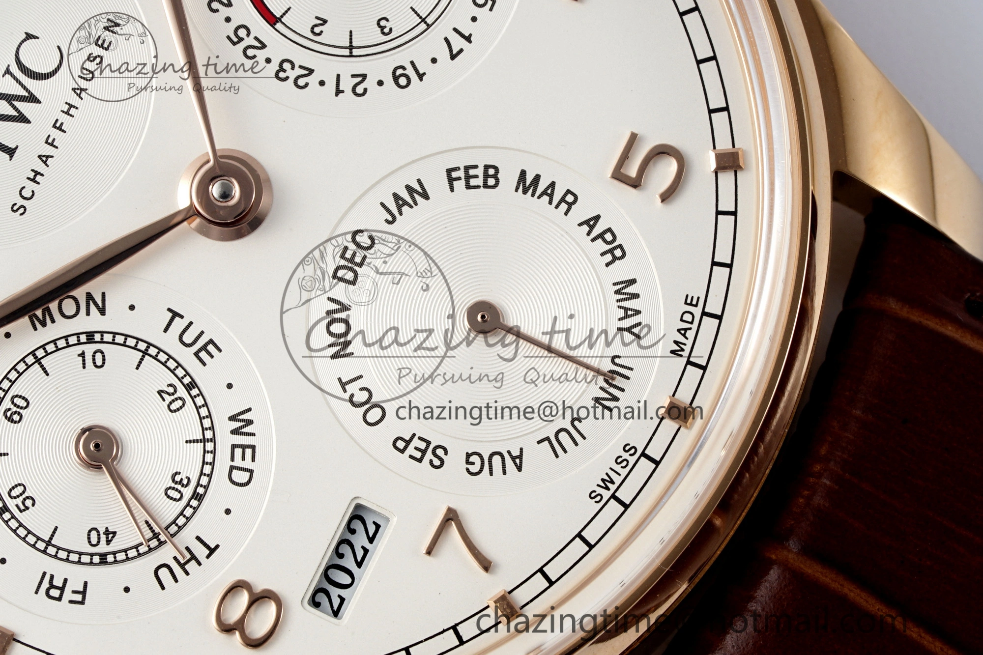 Portugieser Perpetual Calendar RG 5033 APSF 1:1 Best Edition White Dial on Brown Leather Strap A52610 Clone