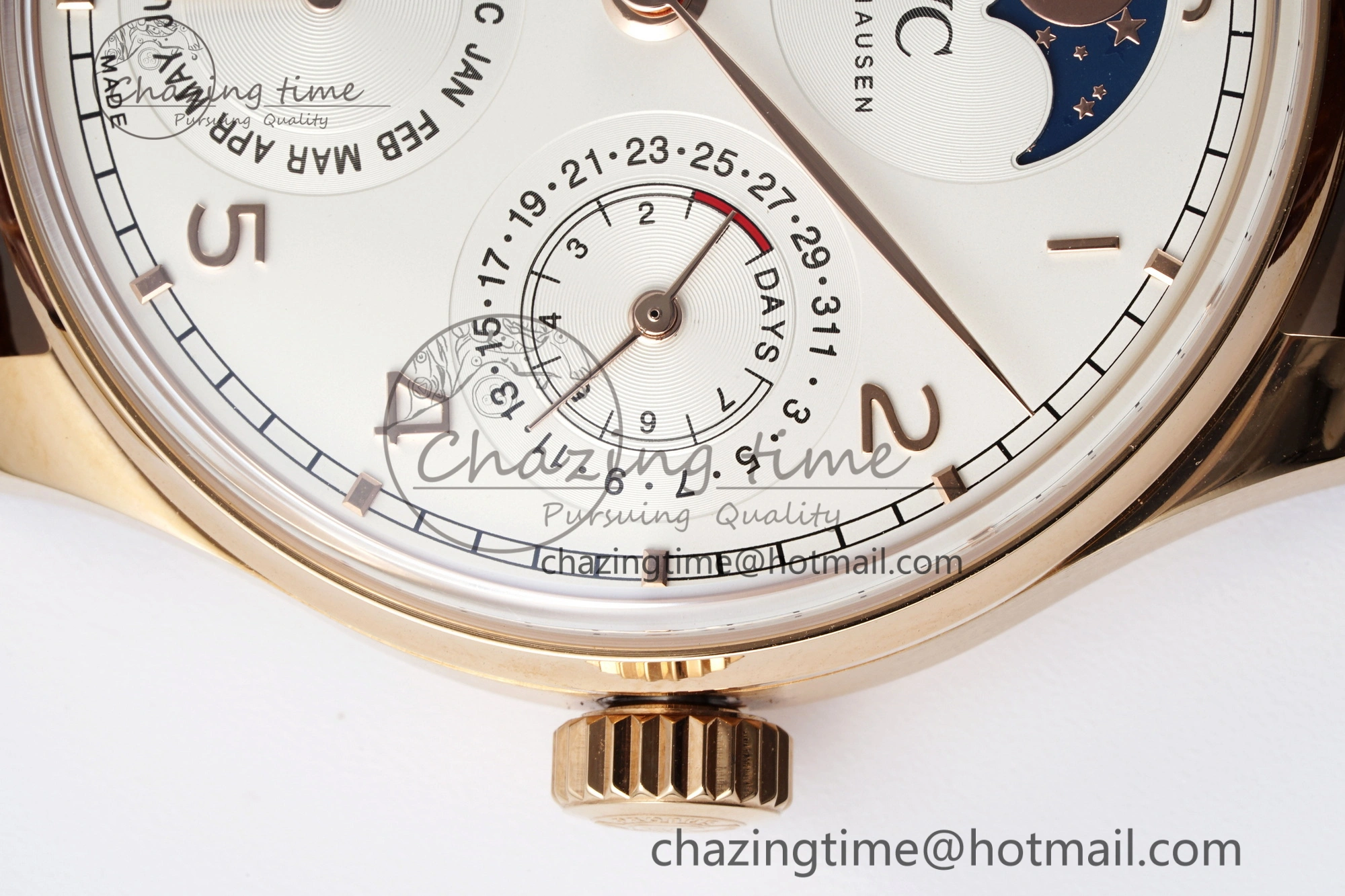 Portugieser Perpetual Calendar RG 5033 APSF 1:1 Best Edition White Dial on Brown Leather Strap A52610 Clone