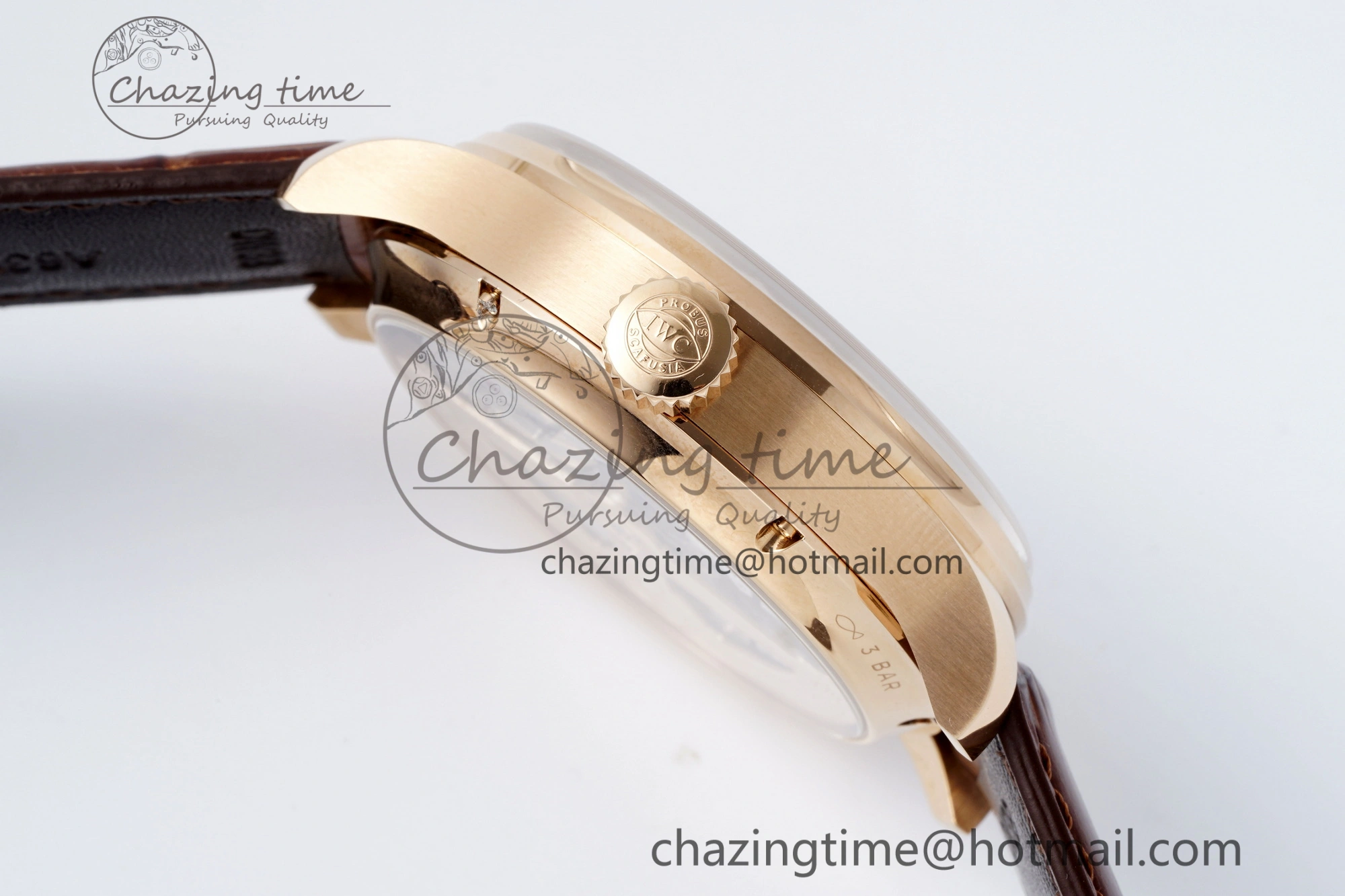 Portugieser Perpetual Calendar RG 5033 APSF 1:1 Best Edition White Dial on Brown Leather Strap A52610 Clone