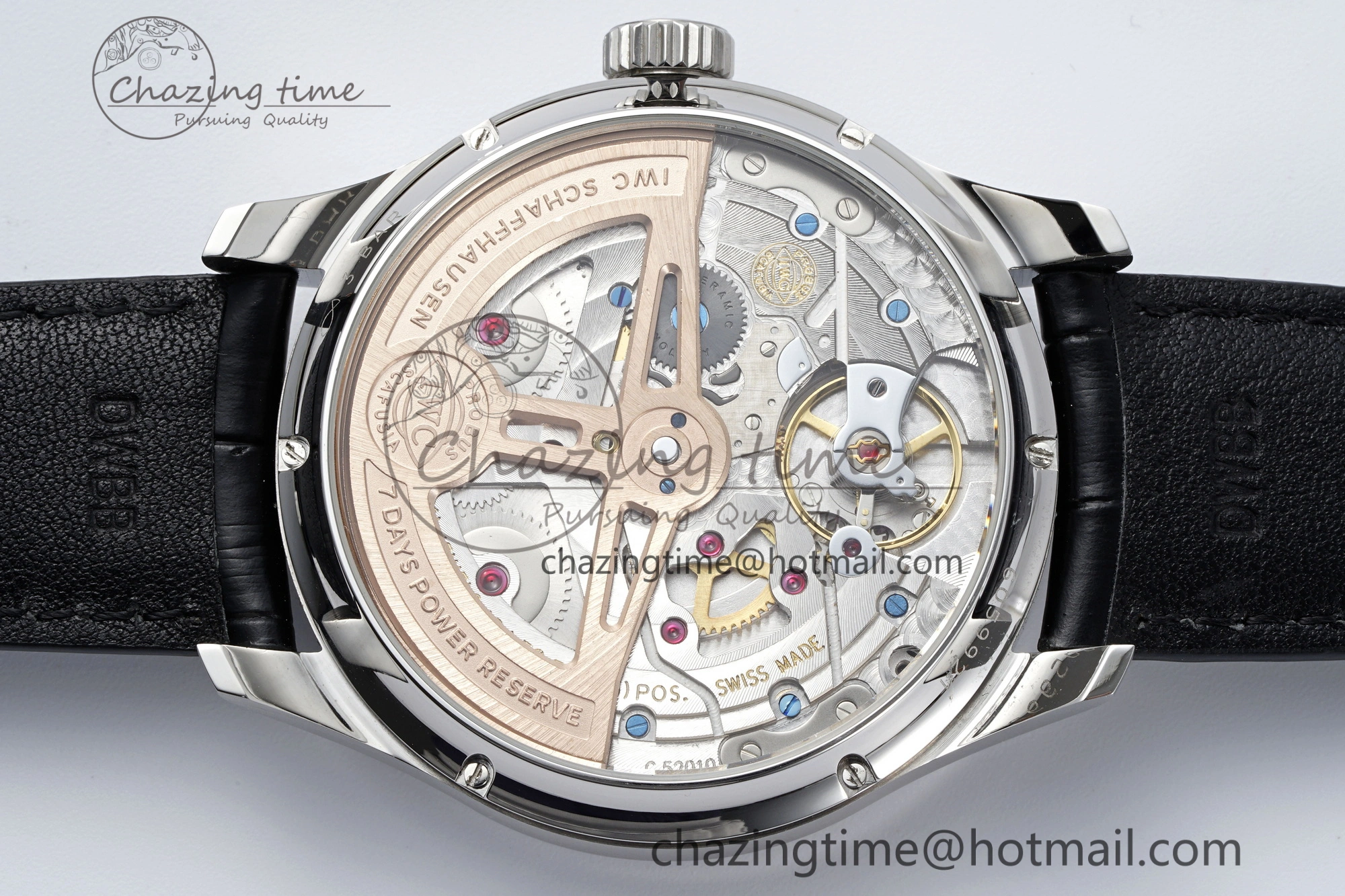 Portugieser Perpetual Calendar SS 5033 APSF 1:1 Best Edition Blue Dial on Black Leather Strap A52610 Clone