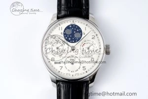 Portugieser Perpetual Calendar SS 5033 APSF 1:1 Best Edition White Dial on Black Leather Strap A52610 Clone