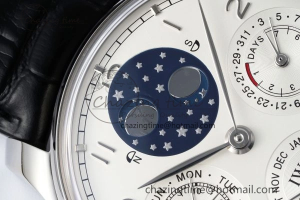 Portugieser Perpetual Calendar SS 5033 APSF 1:1 Best Edition White Dial on Black Leather Strap A52610 Clone