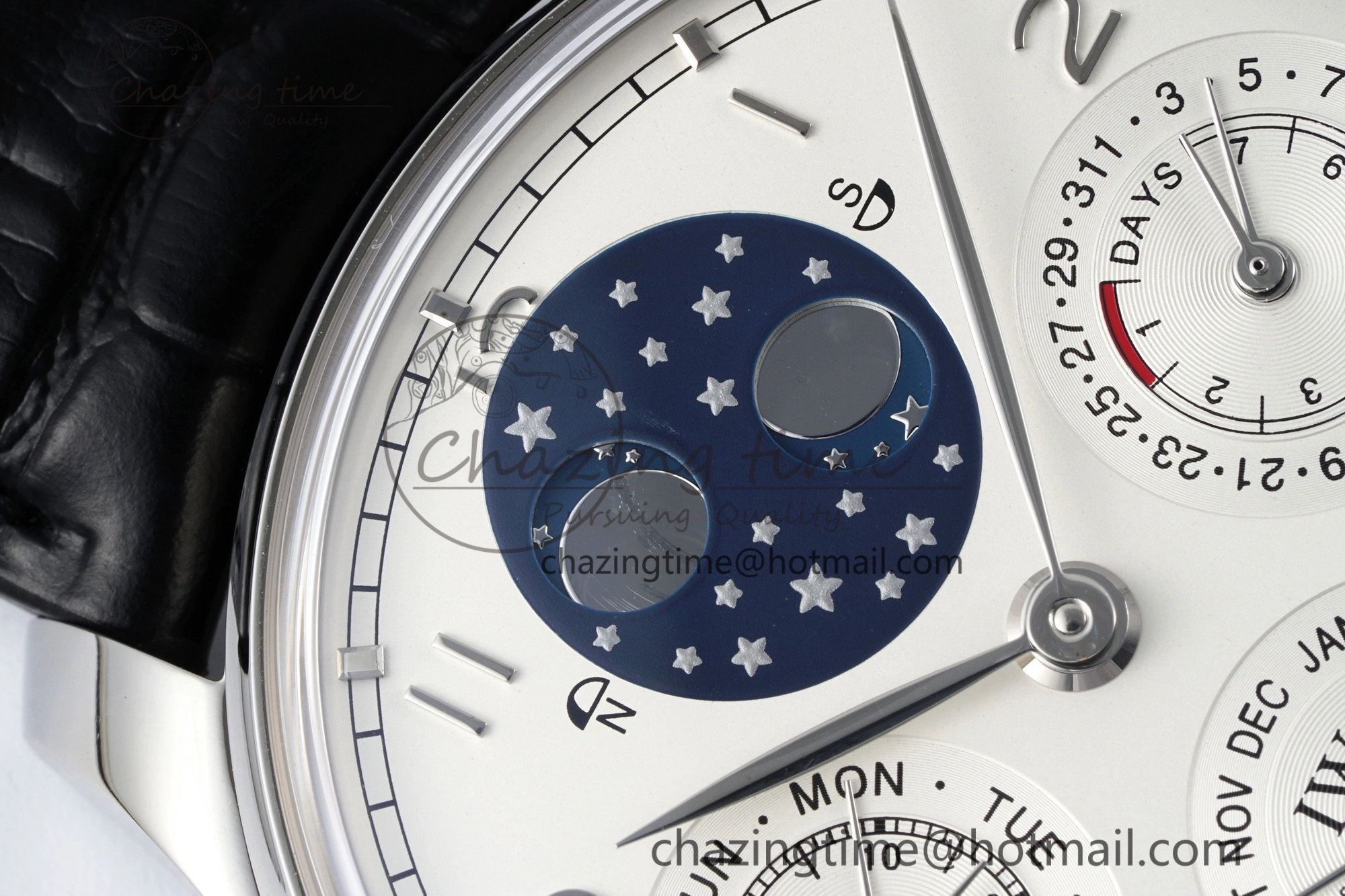 Portugieser Perpetual Calendar SS 5033 APSF 1:1 Best Edition White Dial on Black Leather Strap A52610 Clone