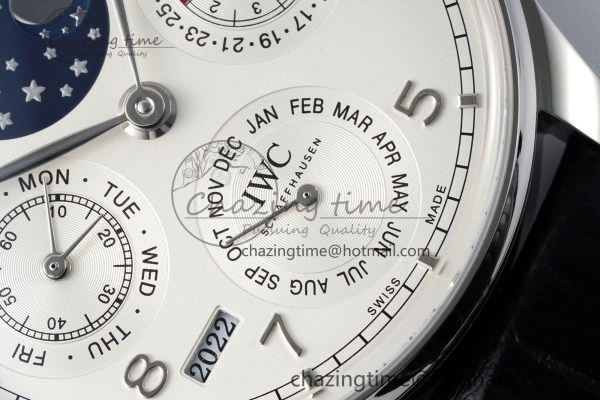 Portugieser Perpetual Calendar SS 5033 APSF 1:1 Best Edition White Dial on Black Leather Strap A52610 Clone