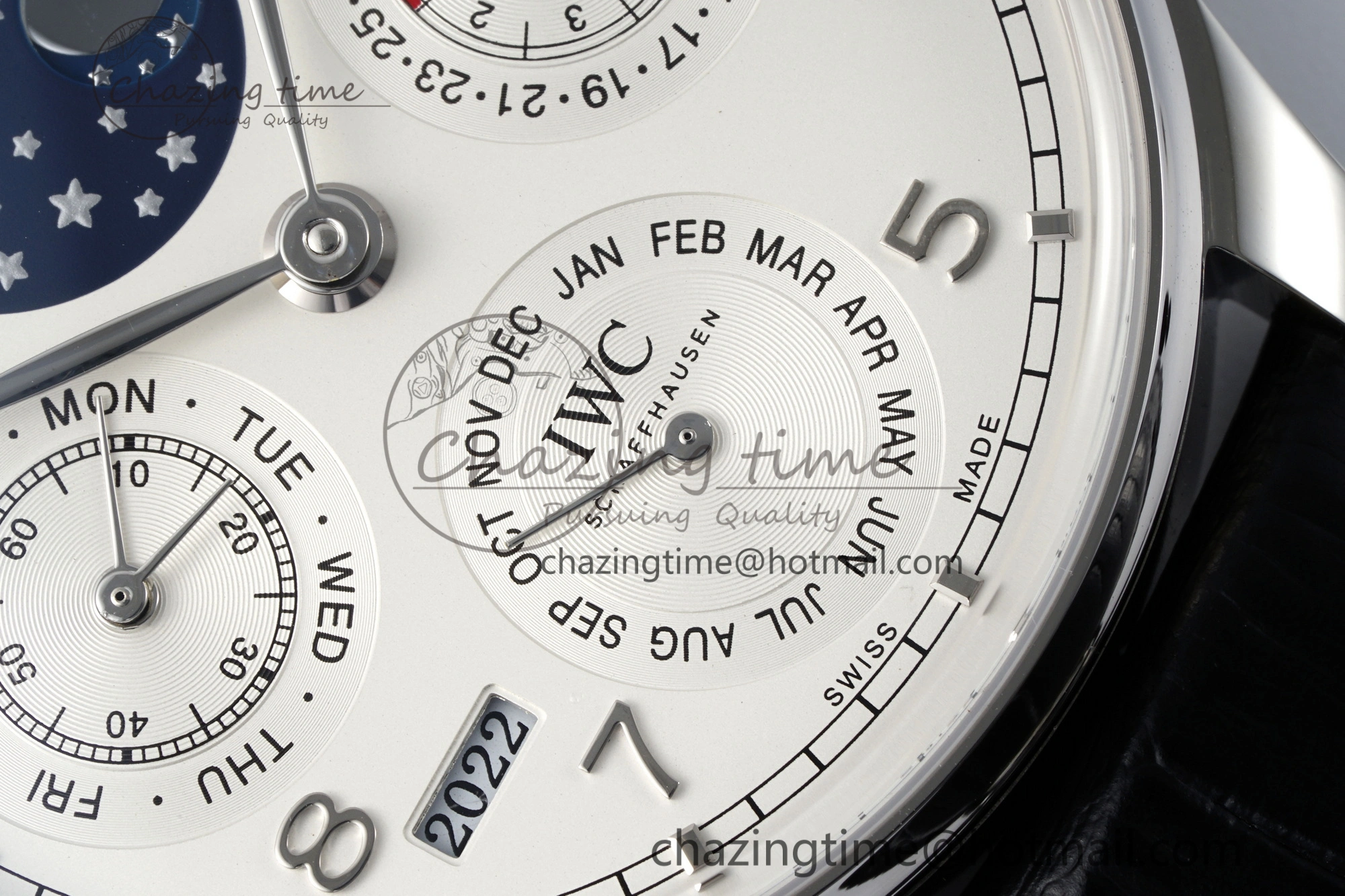 Portugieser Perpetual Calendar SS 5033 APSF 1:1 Best Edition White Dial on Black Leather Strap A52610 Clone