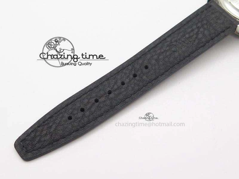 Portuguese 40mm Chrono SS Black Dial On Black Leather Strap A7750