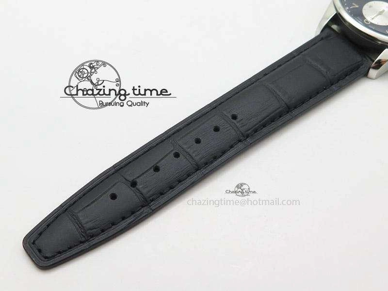 Portuguese 40mm Chrono SS Black Dial On Black Leather Strap A7750