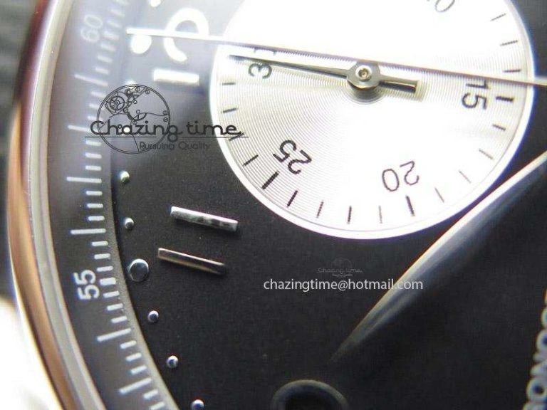Portuguese 40mm Chrono SS Black Dial On Black Leather Strap A7750