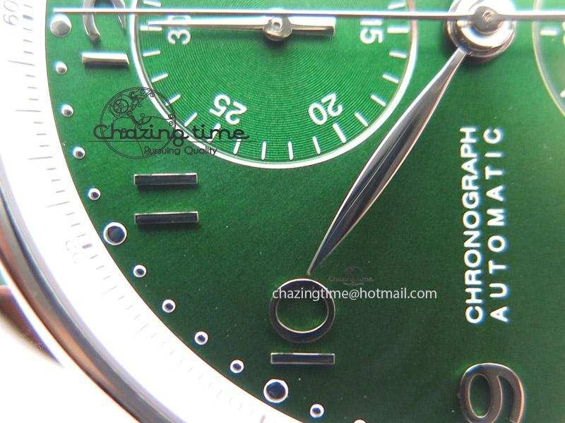 Portuguese 40mm Chrono SS Green Dial On Green Leather Strap A7750