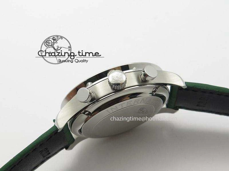 Portuguese 40mm Chrono SS Green Dial On Green Leather Strap A7750