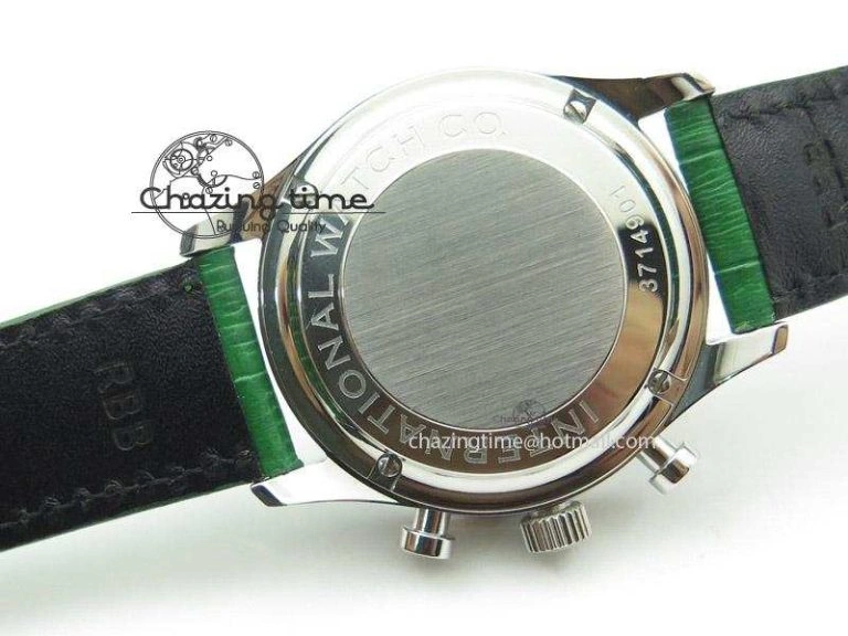 Portuguese 40mm Chrono SS Green Dial On Green Leather Strap A7750