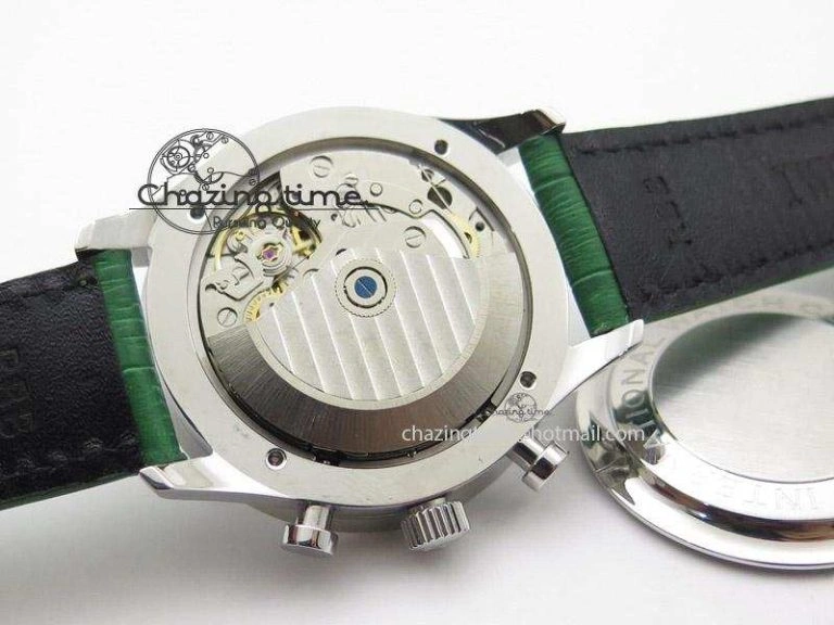 Portuguese 40mm Chrono SS Green Dial On Green Leather Strap A7750