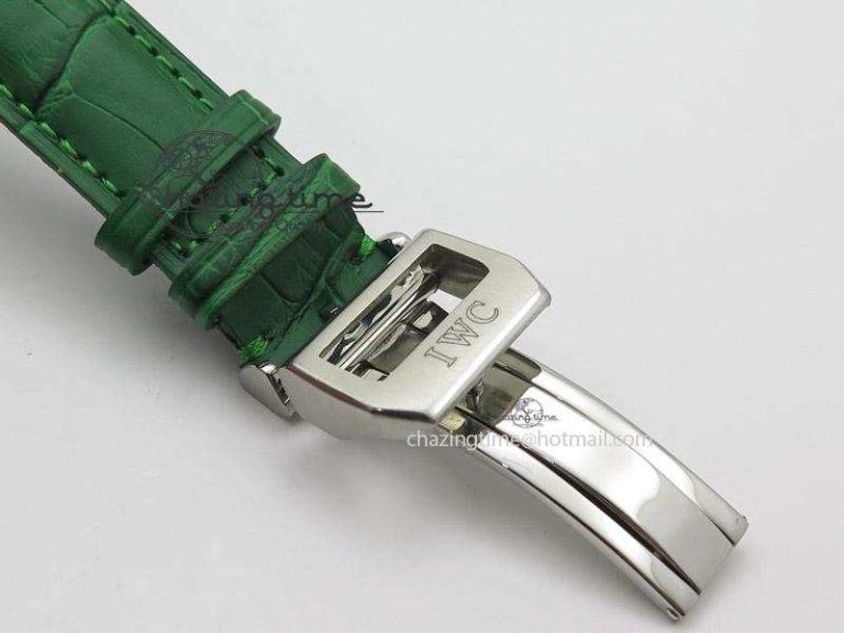Portuguese 40mm Chrono SS Green Dial On Green Leather Strap A7750