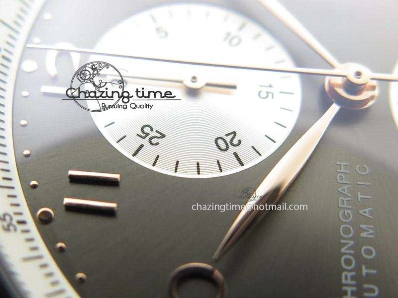 Portuguese 40mm Chrono SS Grey Dial On Grey Leather Strap A7750