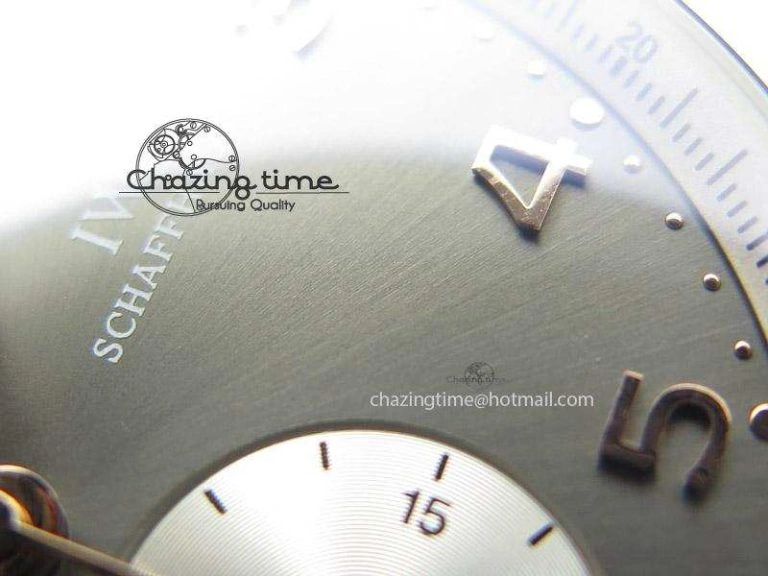Portuguese 40mm Chrono SS Grey Dial On Grey Leather Strap A7750