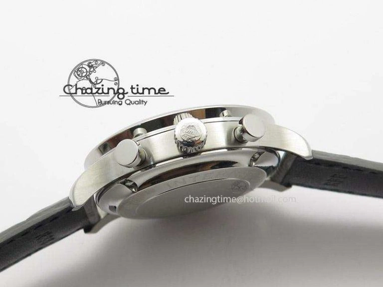 Portuguese 40mm Chrono SS Grey Dial On Grey Leather Strap A7750