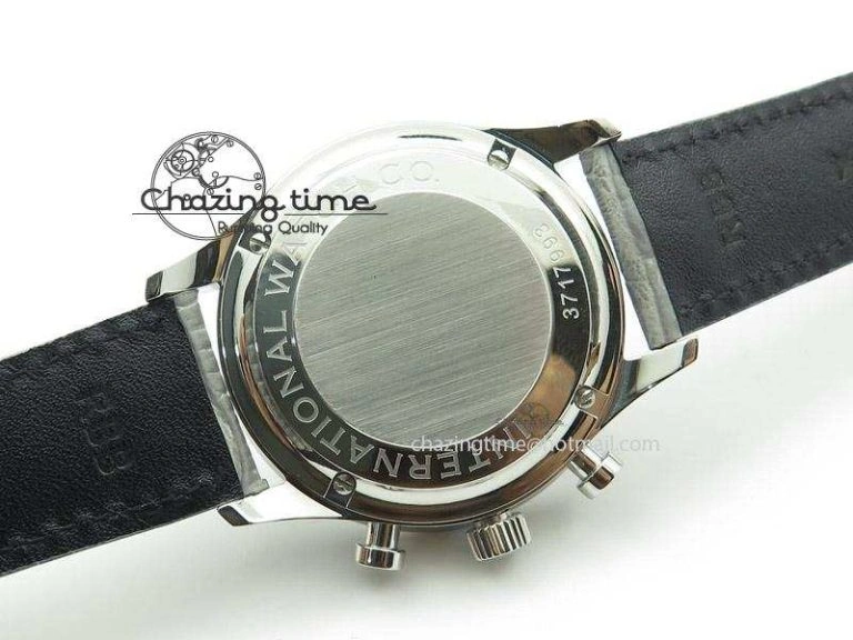 Portuguese 40mm Chrono SS Grey Dial On Grey Leather Strap A7750