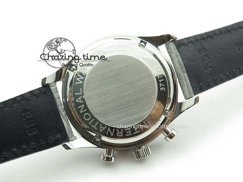Portuguese 40mm Chrono SS Grey Dial On Grey Leather Strap A7750