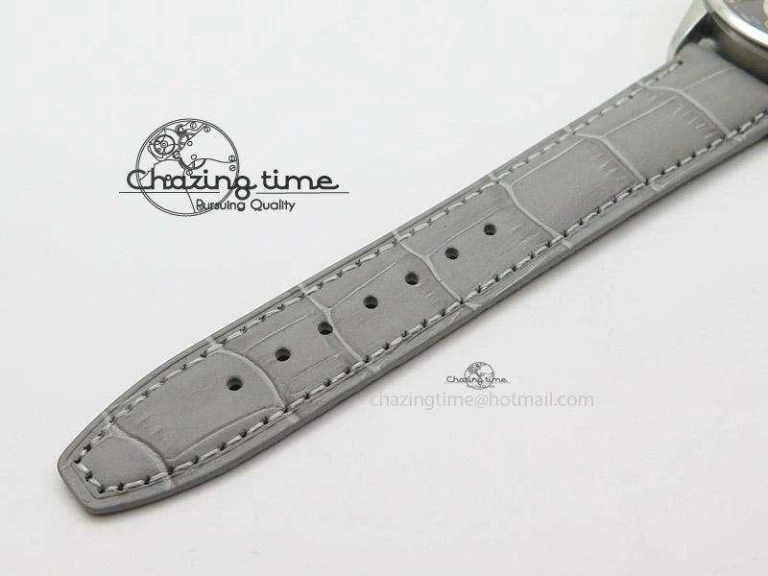 Portuguese 40mm Chrono SS Grey Dial On Grey Leather Strap A7750
