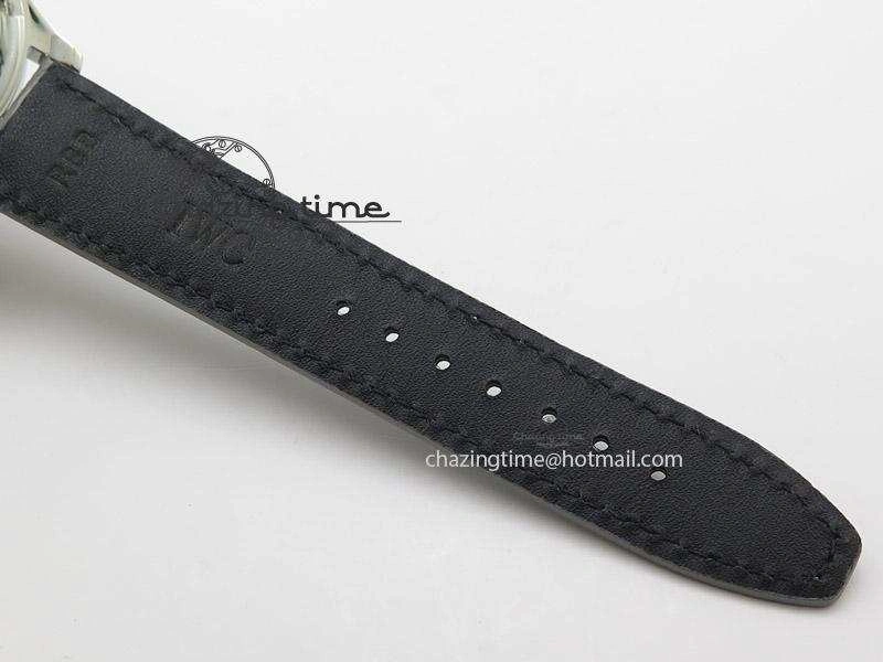 Portuguese 40mm Chrono SS Grey Dial On Grey Leather Strap A7750