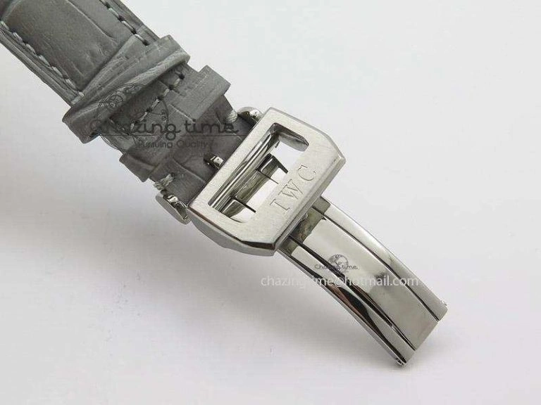 Portuguese 40mm Chrono SS Grey Dial On Grey Leather Strap A7750