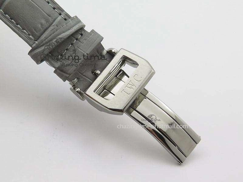 Portuguese 40mm Chrono SS Grey Dial On Grey Leather Strap A7750
