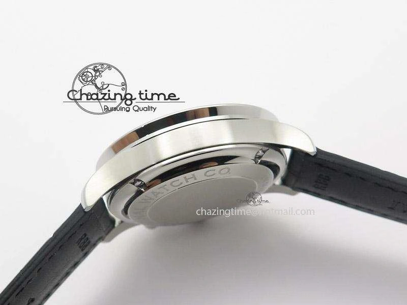 Portuguese 40mm Chrono SS Map Dial on Black Leather Strap A7750