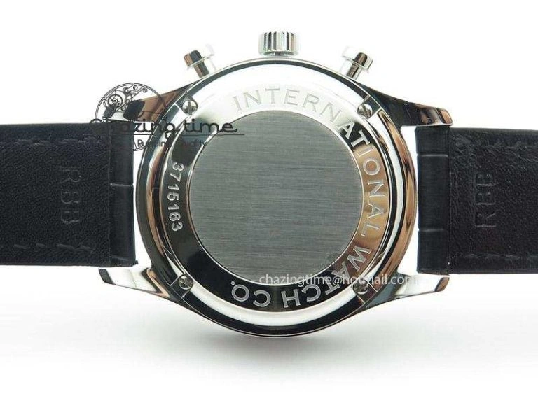 Portuguese 40mm Chrono SS Map Dial on Black Leather Strap A7750